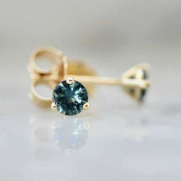 .41 Carats Total Teal Round Brilliant Cut Sapphire Earrings