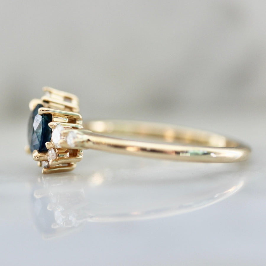 
            Blue Raspberry Round Brilliant Cut Opalescent Sapphire Ring