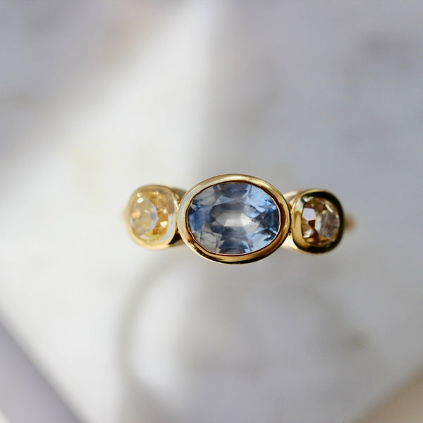 Forget Me Not Blue Oval Cut Montana Sapphire Ring