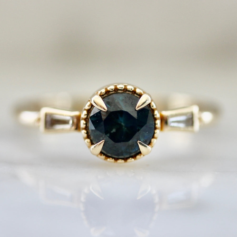 Isleview Teal Round Brilliant Cut Sapphire Ring