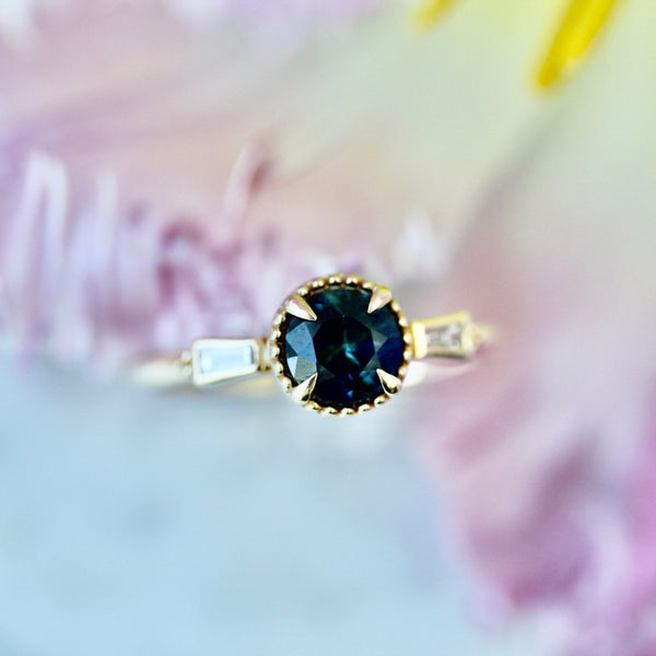 Isleview Teal Round Brilliant Cut Sapphire Ring