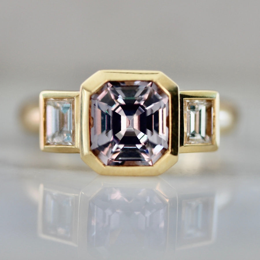 Prelude Purple-Blue Color Change Emerald Cut Spinel Ring