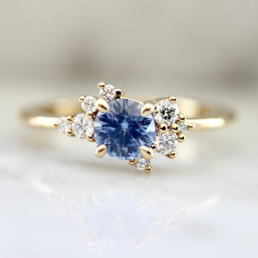 Skyline Blue Round Brilliant Cut Sapphire Ring