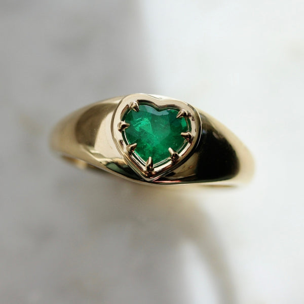 Sour Apple Heart Cut Emerald Bombe Ring