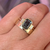 Teal Portrait Cut Montana Sapphire Ring