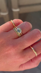 1.29 Carat Mirella Teal Oval Cut Sapphire Ring