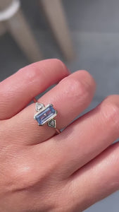 Top Shelf Blue Emerald Cut Sapphire Ring