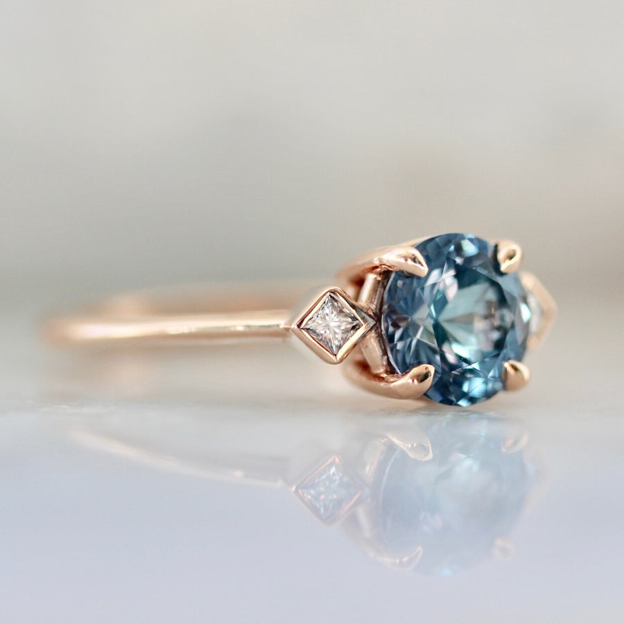 
            Esme Blue Round Brilliant Cut Spinel Ring in Rose Gold