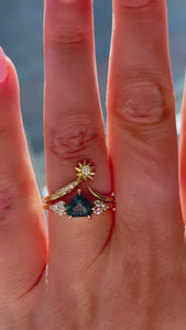 Teal Hexagon Sapphire Ring