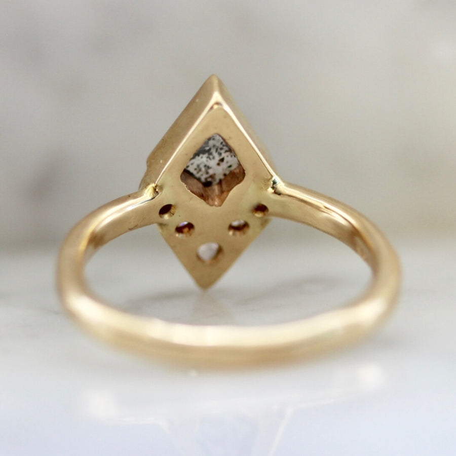 
            Michet Salt &amp; Pepper Kite Rose Cut Diamond Ring in Yellow Gold