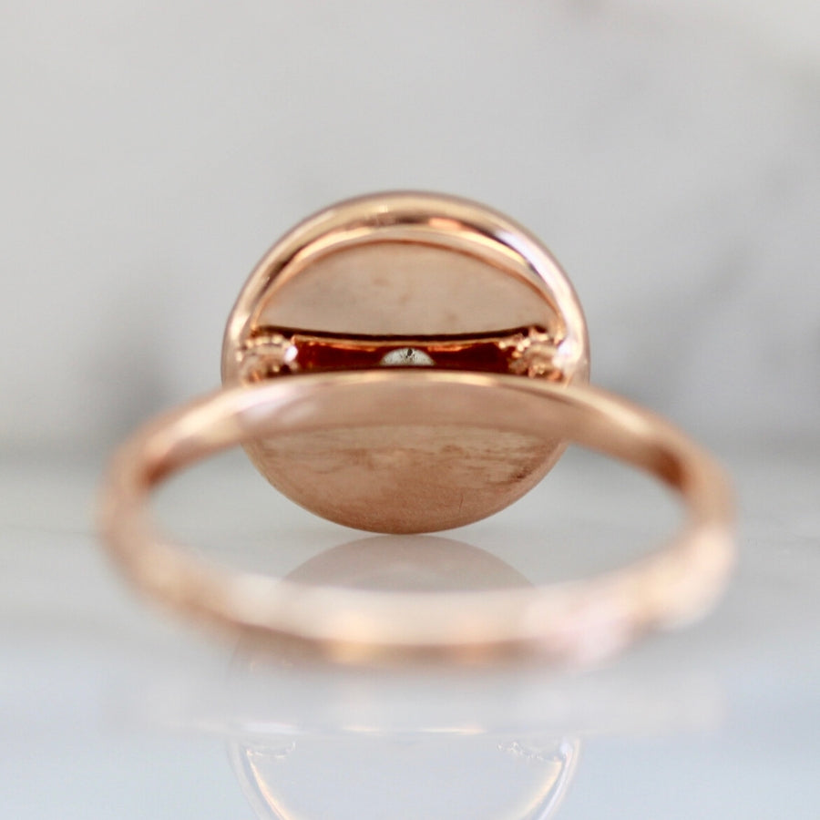 
            Nadine Mother Of Pearl &amp; Icey Round Rose Cut Diamond Ring in Rose Gold
