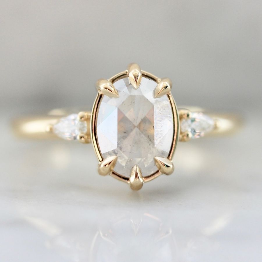 Lore Icy Opalescent Oval Rose Cut Diamond Ring