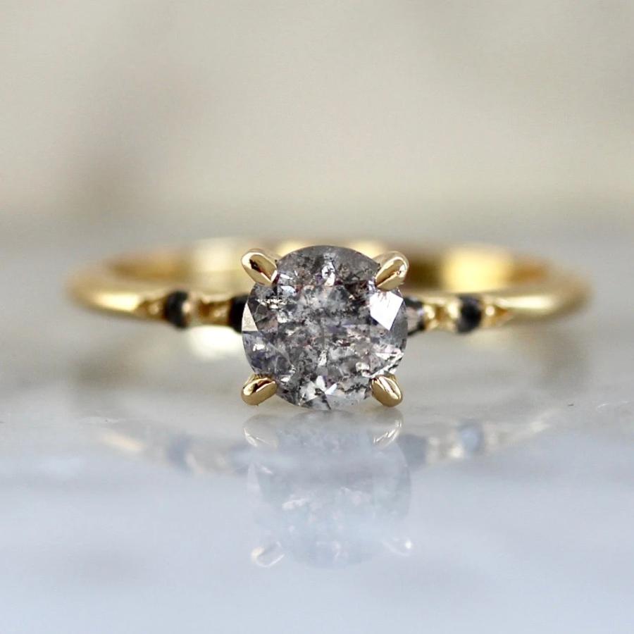 
            Stella Salt &amp; Pepper Diamond Ring With Special Star Engraving