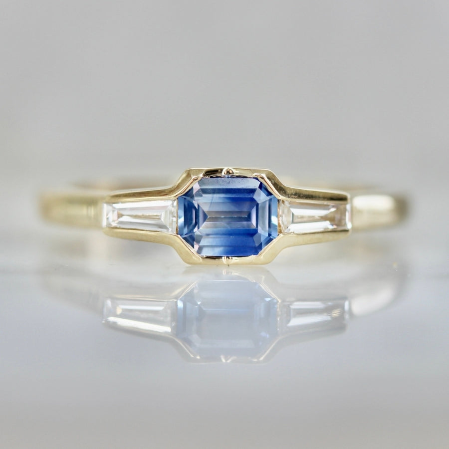 Lip Service Blue Bi-Color Emerald Cut Sapphire Ring