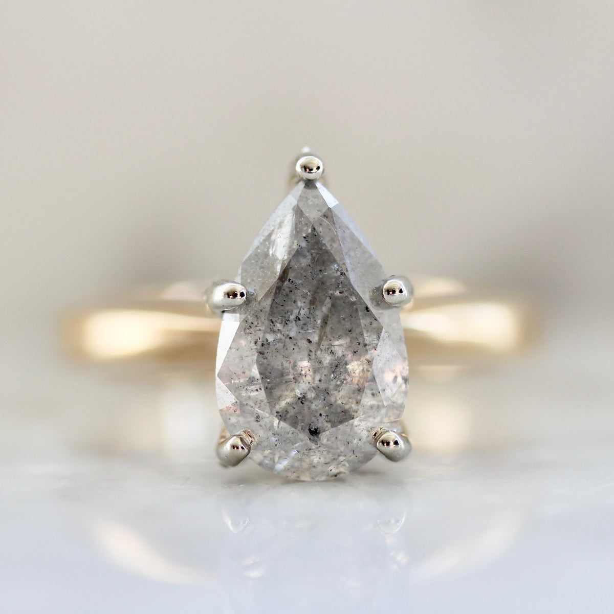 
            Zahara Salt &amp; Pepper Pear Cut Diamond Ring