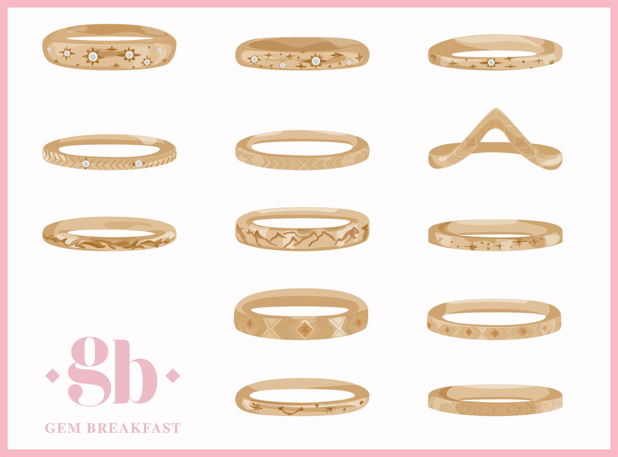 Guide To Gem Breakfast Engraved Stacking Rings