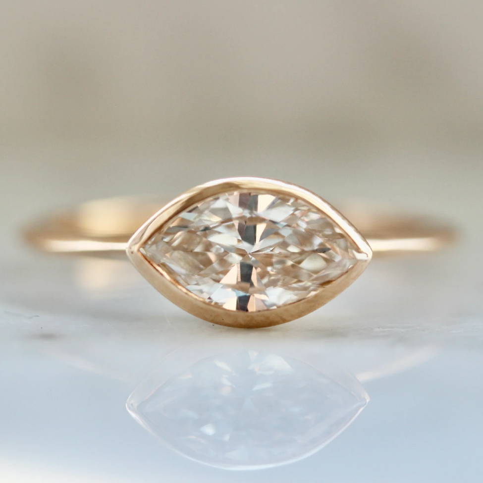 champagne marquise cut diamond ring
