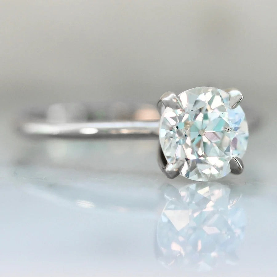 1.31 Carat Stella Old European Cut Diamond Ring