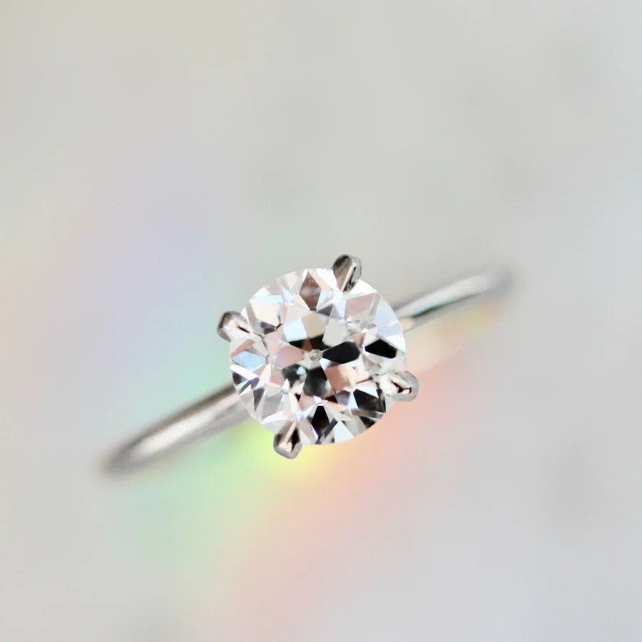 1.31 Carat Stella Old European Cut Diamond Ring