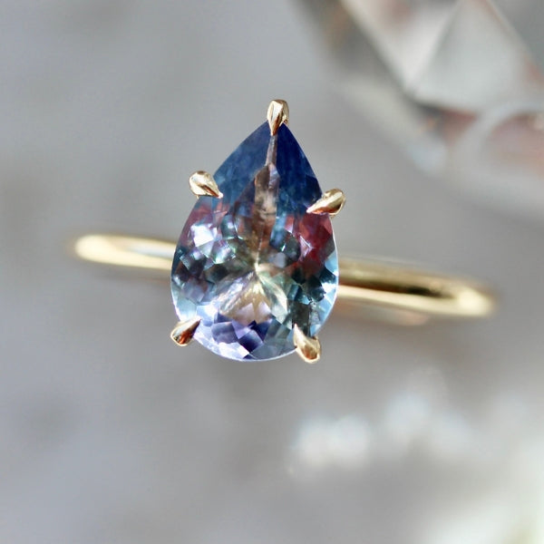 2.02 Carat Stella Pear Cut Mermaid Tanzanite Ring