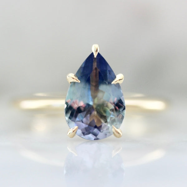 2.02 Carat Stella Pear Cut Mermaid Tanzanite Ring