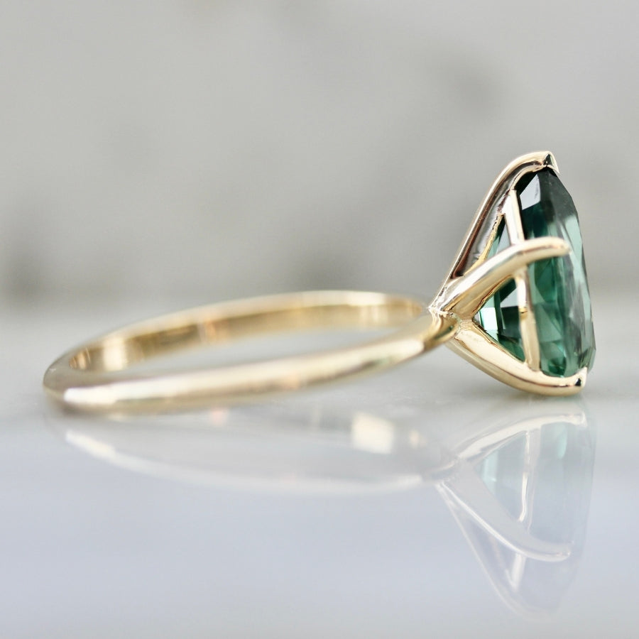 2.46 Carat Stella Green Pear Cut Tourmaline Ring