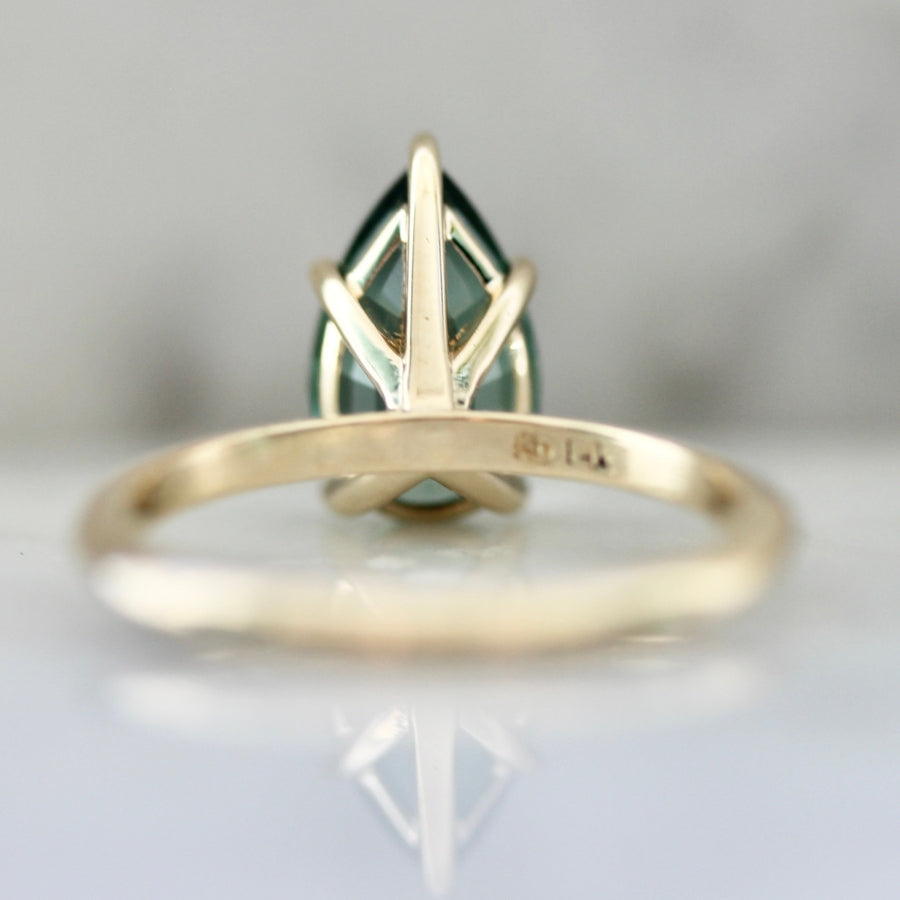 2.46 Carat Stella Green Pear Cut Tourmaline Ring
