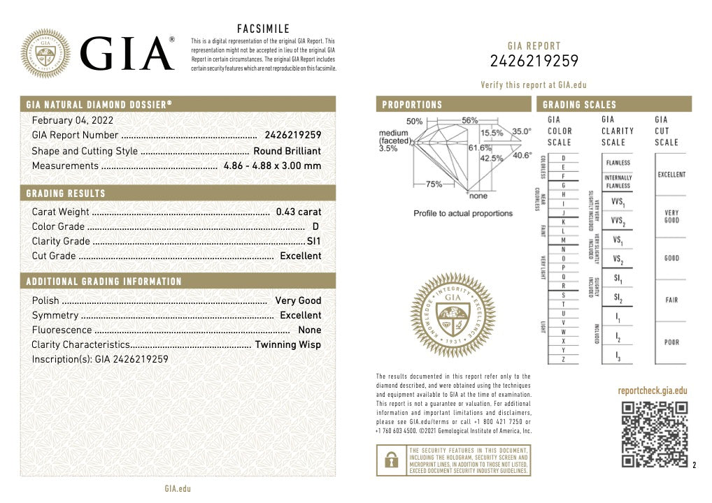 
            0.43ct 4.86x4.85x2.98mm GIA SI1 D Round Brilliant 🇨🇦 21402-01