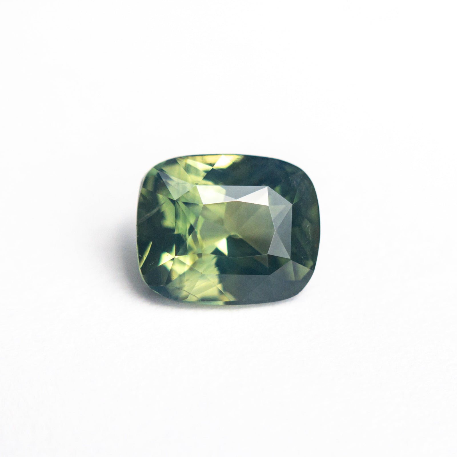 Green-Yellow Hexagon Cut Sapphire Ring