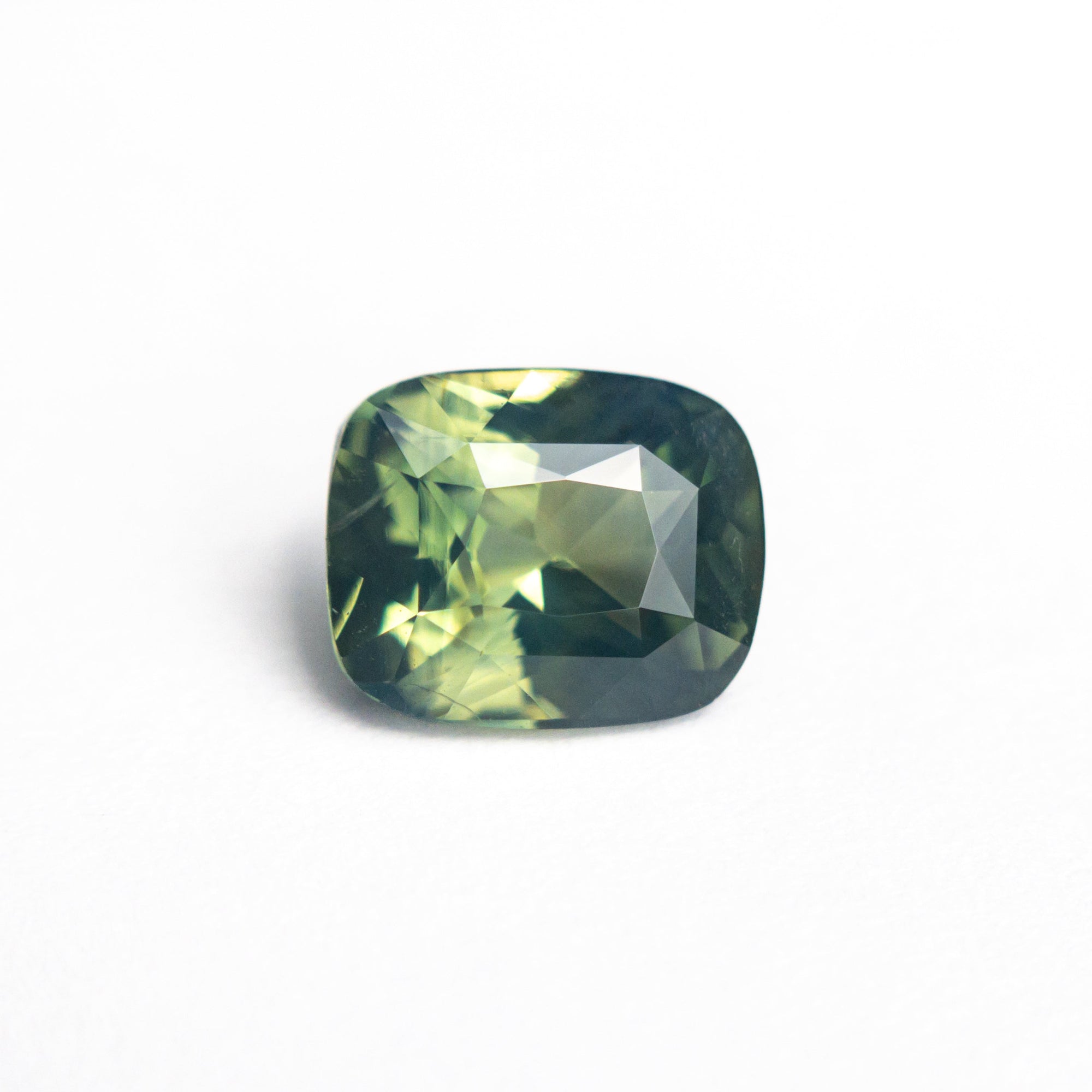 Green-Yellow Hexagon Cut Sapphire Ring