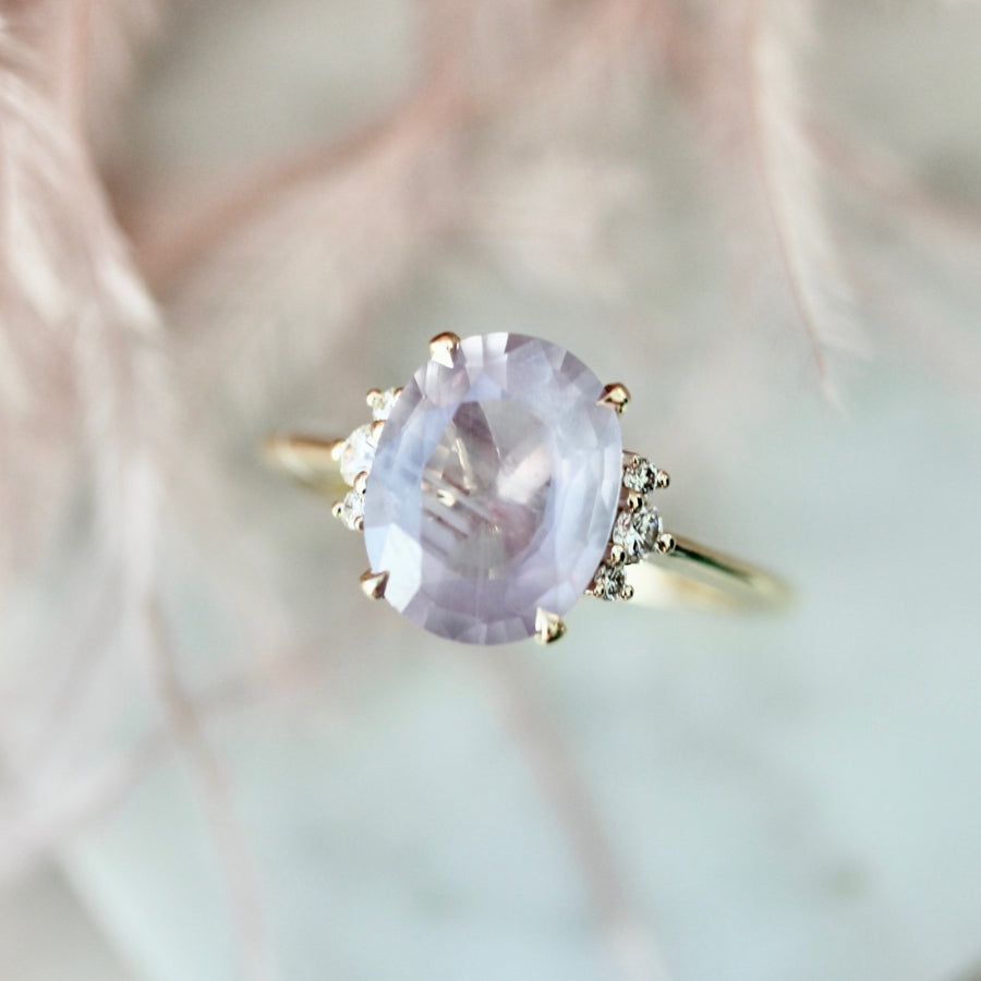 3.59 Carat Mirella Lilac Oval Cut Sapphire Ring