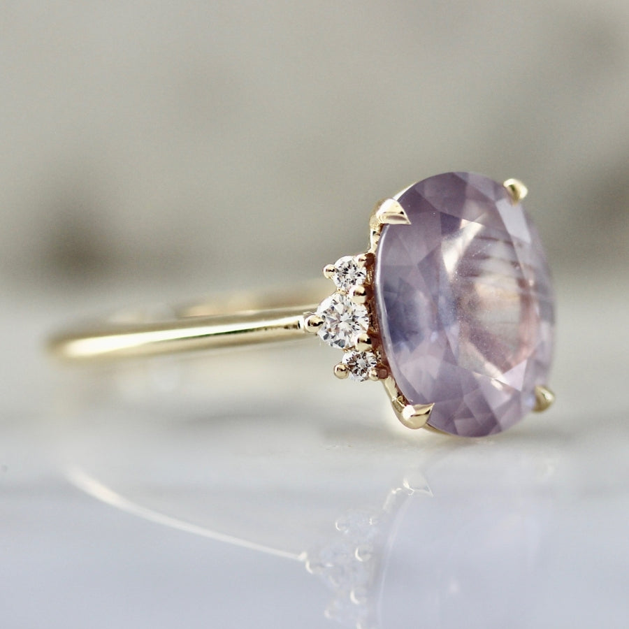 3.59 Carat Mirella Lilac Oval Cut Sapphire Ring