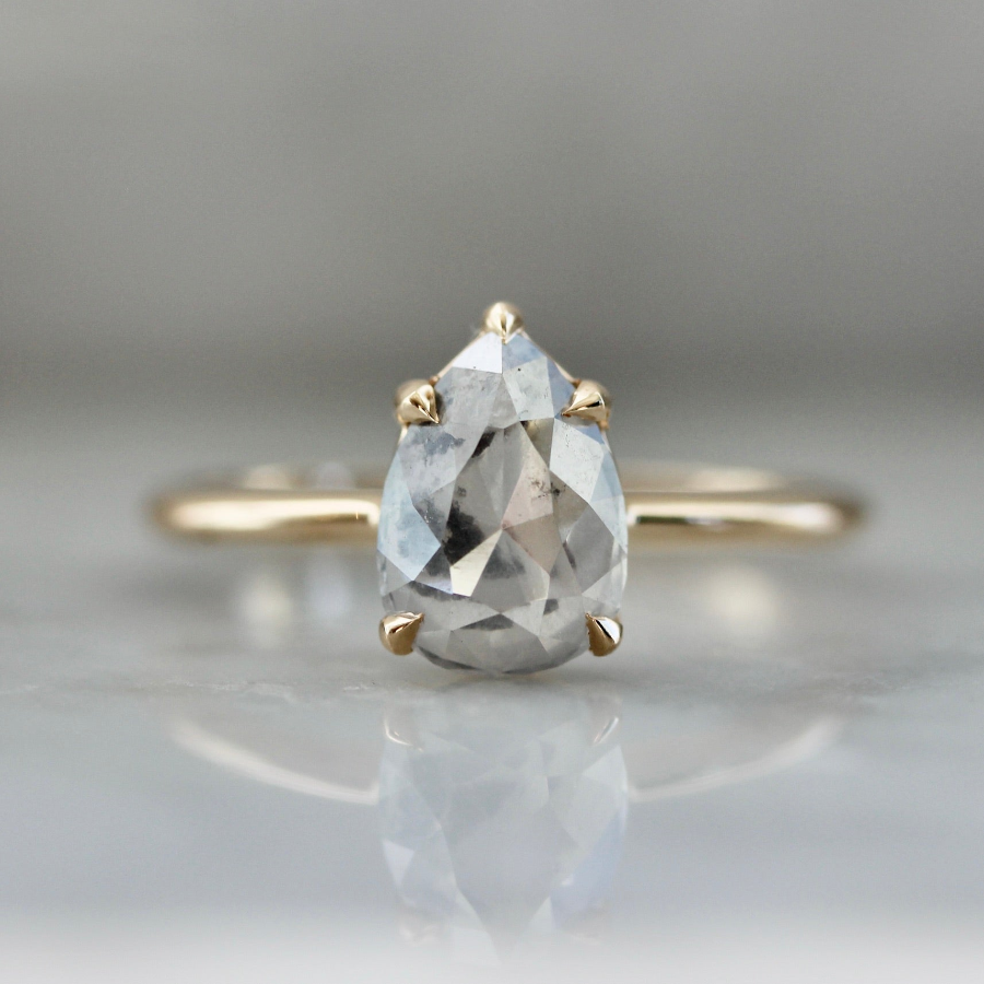 4386 - Rose Cut Pear Diamond Ring