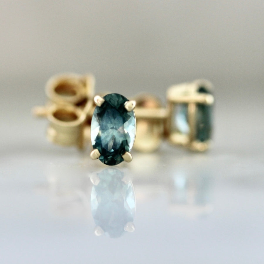 .62 Carats Total Teal Oval Cut Montana Sapphire Earrings