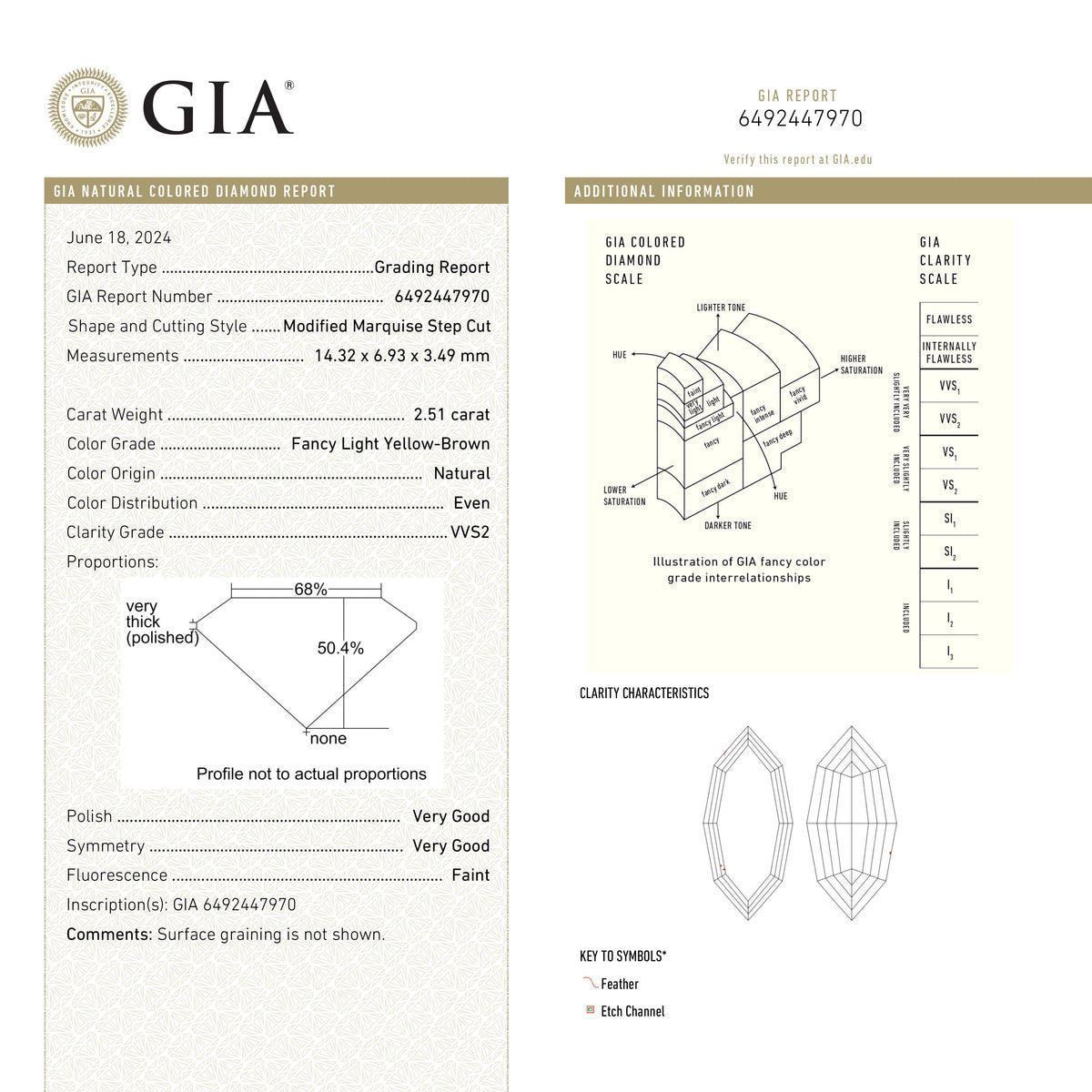 
            2.51ct 14.29x6.92x3.49mm GIA VVS2 Fancy Light Yellow-Brown Geo Marquise Step Cut 25343-01 🇨🇦