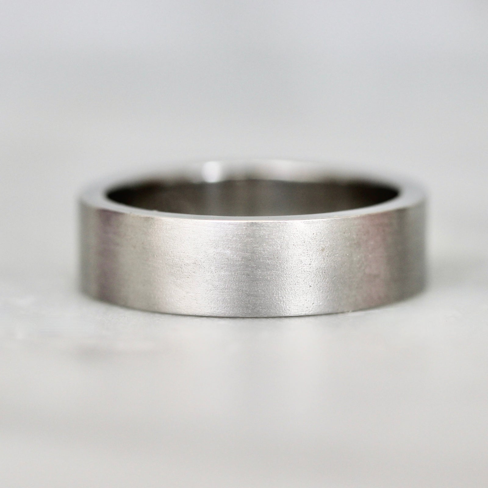 6mm matte white gold men's wedding band by Gem Breakfast