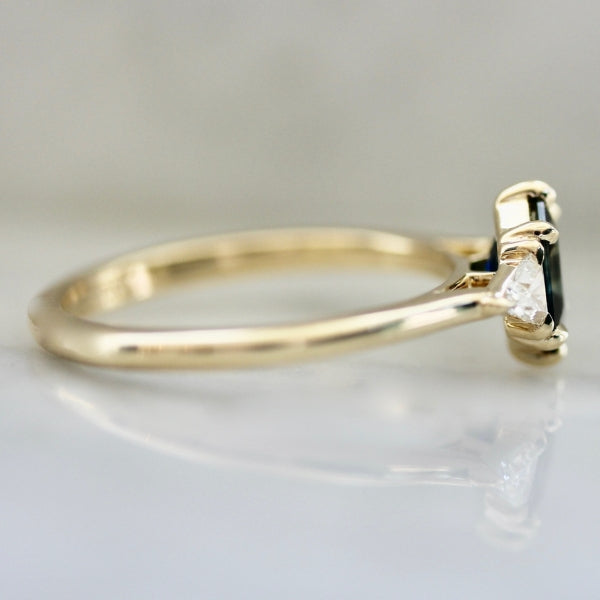 Afternoon Tea Green-Yellow Parti Hexagon Cut Sapphire Ring