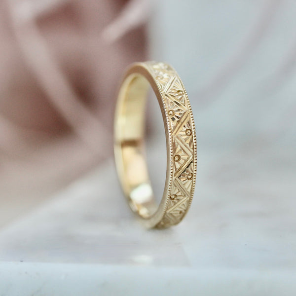 Atlas Engraved Gold Band