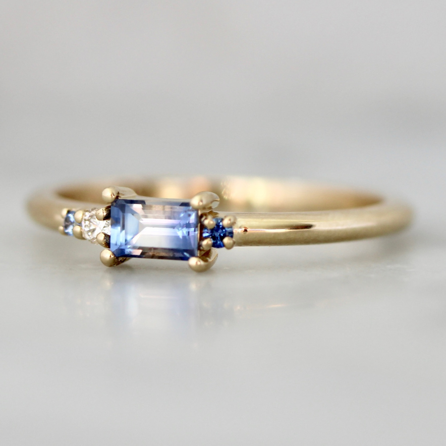 Thing 2 Bi-Color Blue Sapphire Baguette Ring
