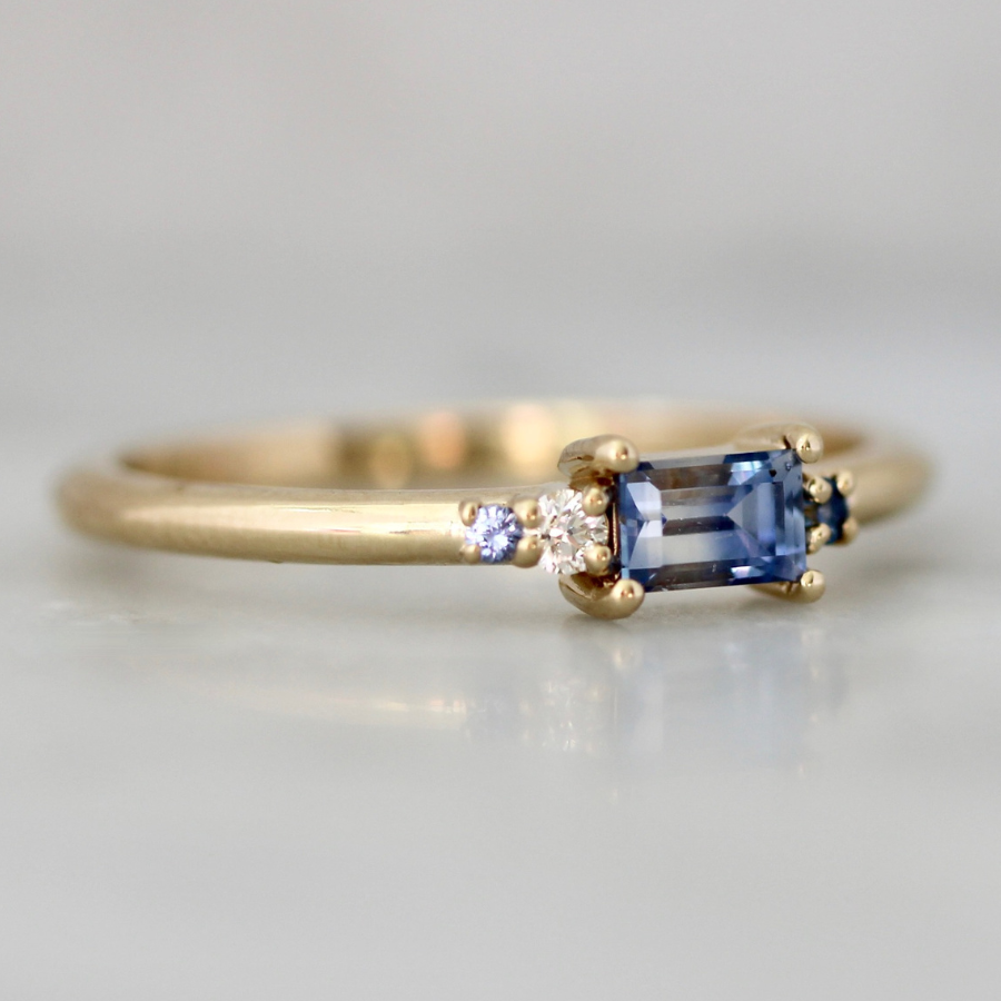 Thing 2 Bi-Color Blue Sapphire Baguette Ring