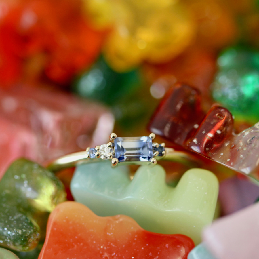 Thing 2 Bi-Color Blue Sapphire Baguette Ring