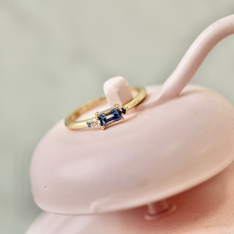 Thing 2 Bi-Color Blue Sapphire Baguette Ring