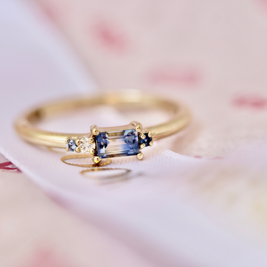 Thing 2 Bi-Color Blue Sapphire Baguette Ring