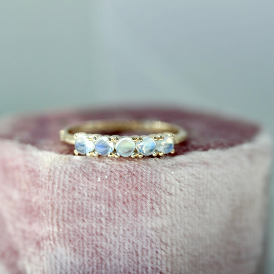 Big Dipper Engraved Round Moonstone Band