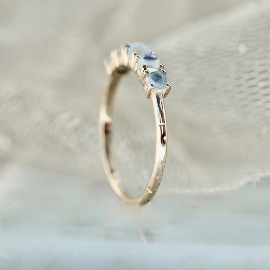 Big Dipper Engraved Round Moonstone Band