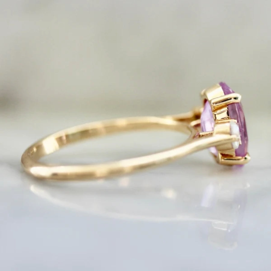 Birthday Cake Pink Oval Cut Opalescent Sapphire Ring
