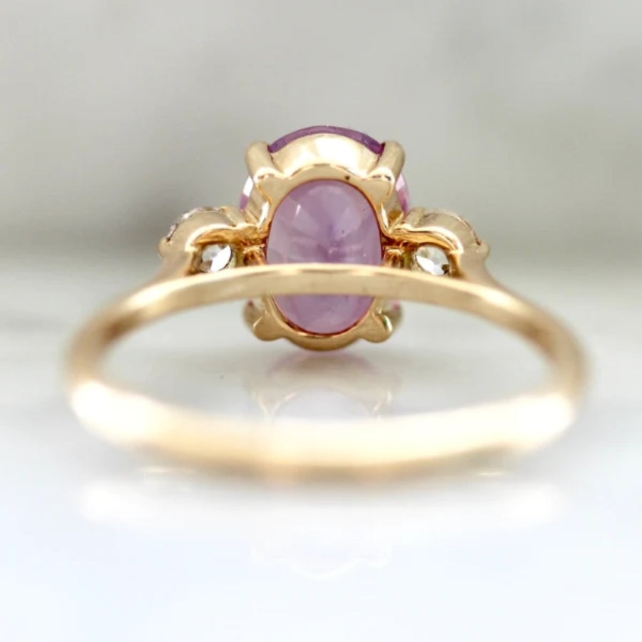 Birthday Cake Pink Oval Cut Opalescent Sapphire Ring