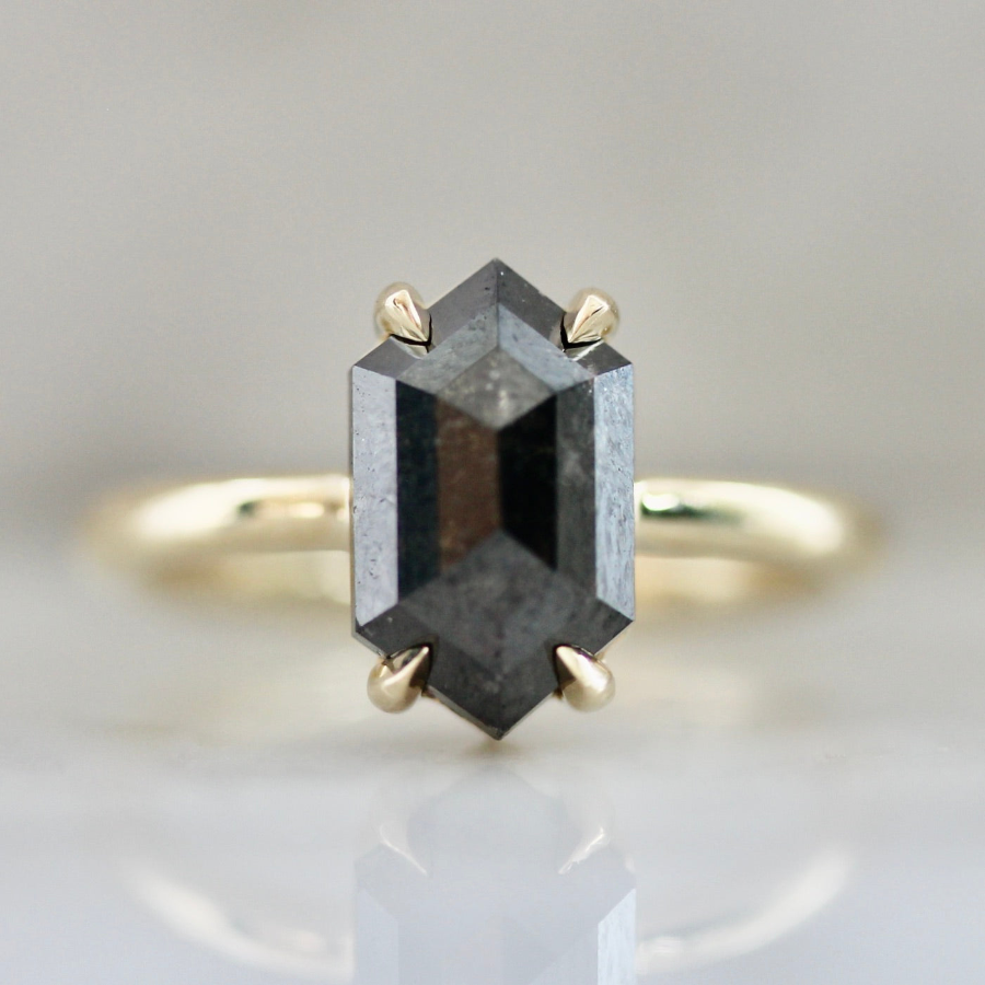 5738 Black Hexagon Cut Diamond Ring 