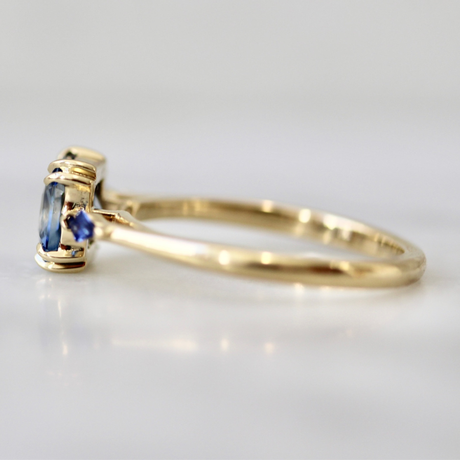 
            Blue-White Radiant Cut Sapphire Ring