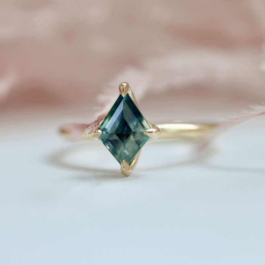 Blue Kite Cut Sapphire Ring